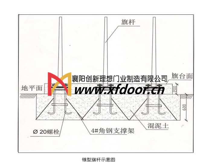 錐型旗桿結構示意圖